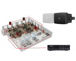 Акустическая система для ресторана, кафе 4 настенных колонки AUDAC WX302